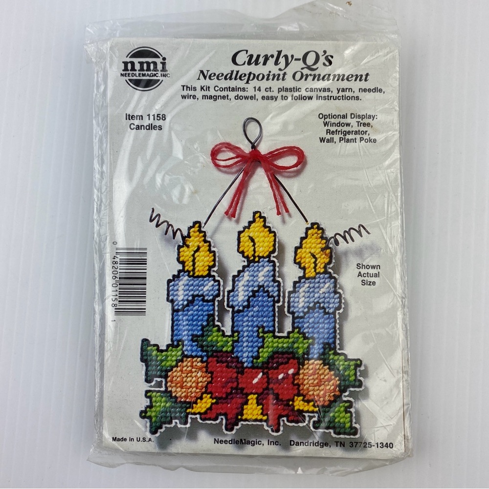 Curly-Q’s Needlepoint Ornament Craft Kit Christmas Candles